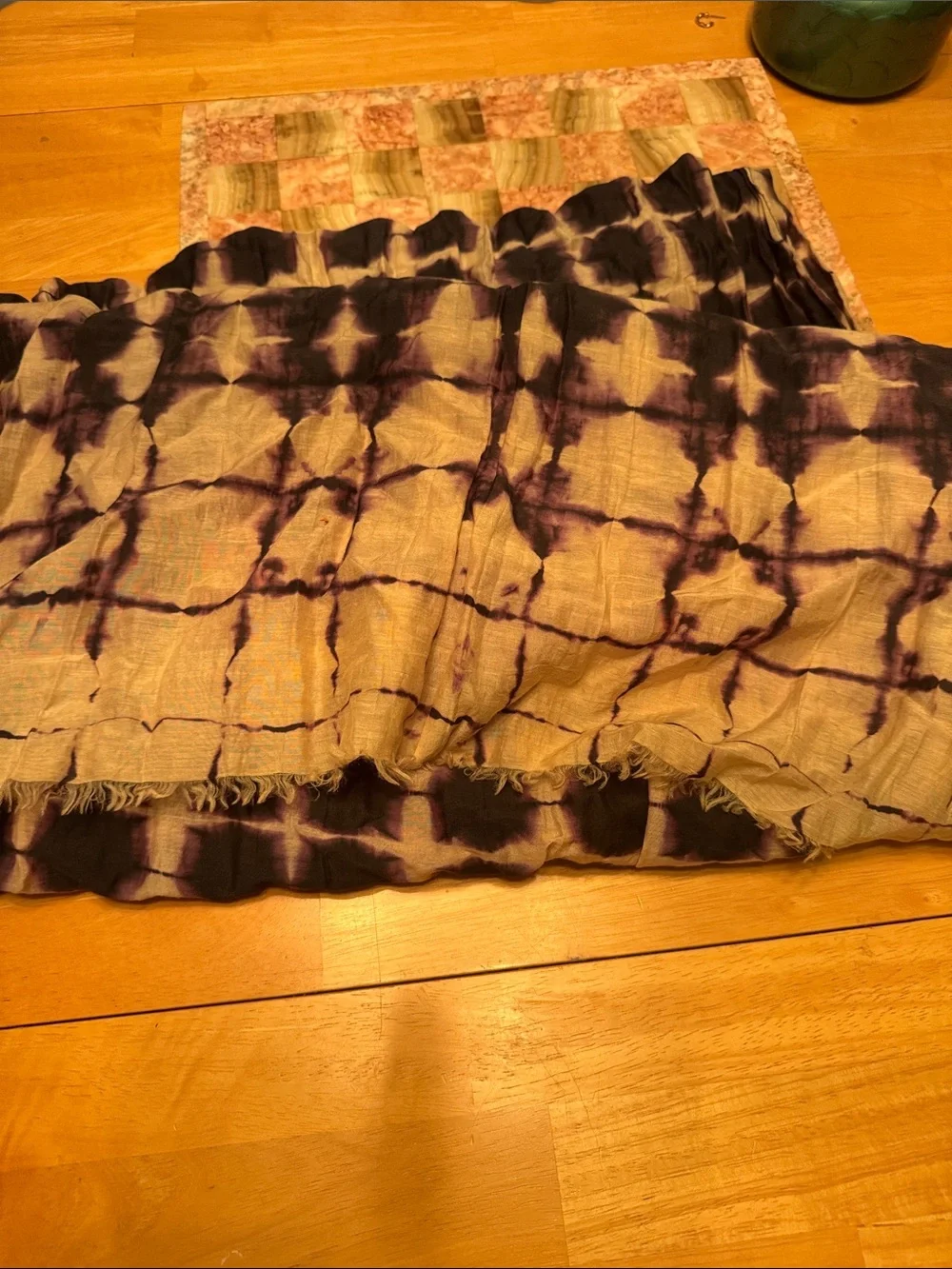 Women’s Tie-Dye Purple and Cream Lightweight Scarf Silk And Cotton